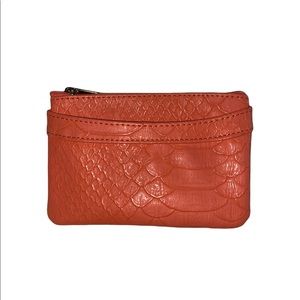 Orange feux snakeskin mini wallet